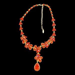 Vintage VCLM red crystal necklace Valentines Day!